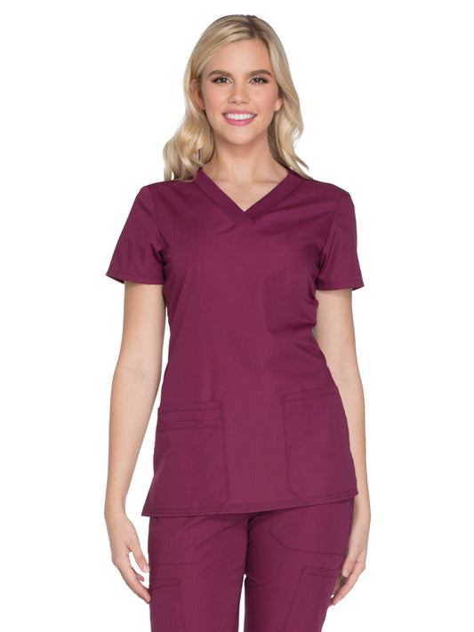 Women's 2-Pocket V-Neck Top - WW645 - Wine