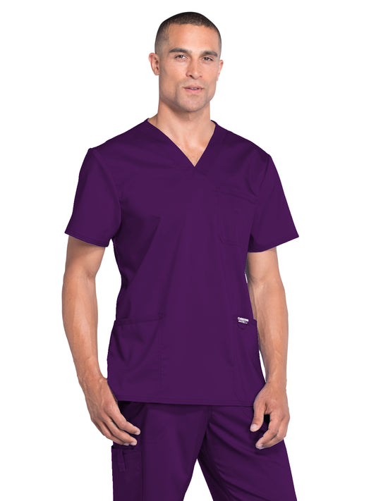 Men's 3-Pocket V-Neck Top - WW670 - Eggplant