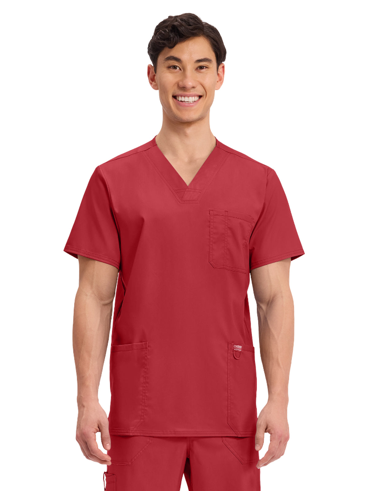 Men's 3-Pocket V-Neck Top - WW670 - Red