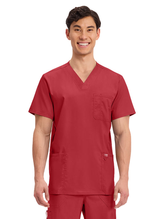 Men's 3-Pocket V-Neck Top - WW670 - Red