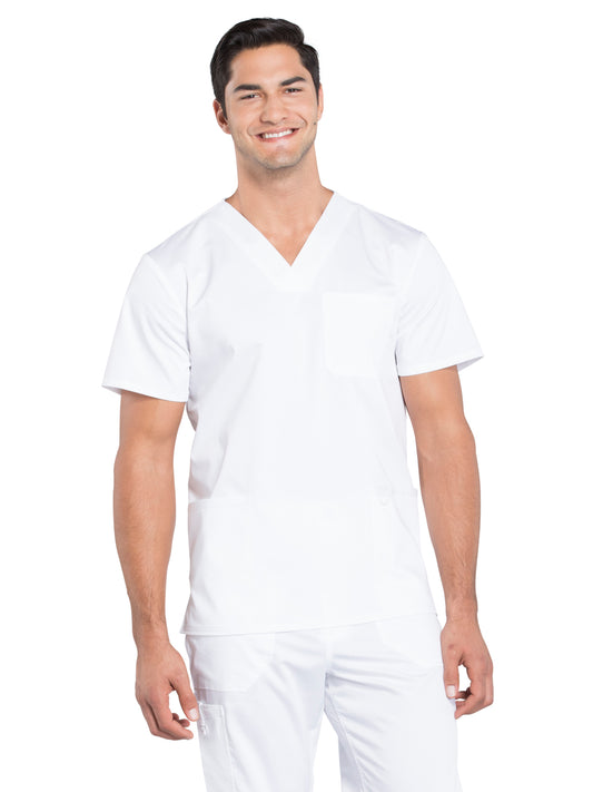Men's 3-Pocket V-Neck Top - WW670 - White