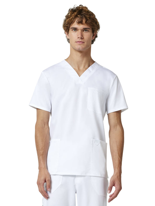 Men's 3-Pocket V-Neck Top - WW670 - White