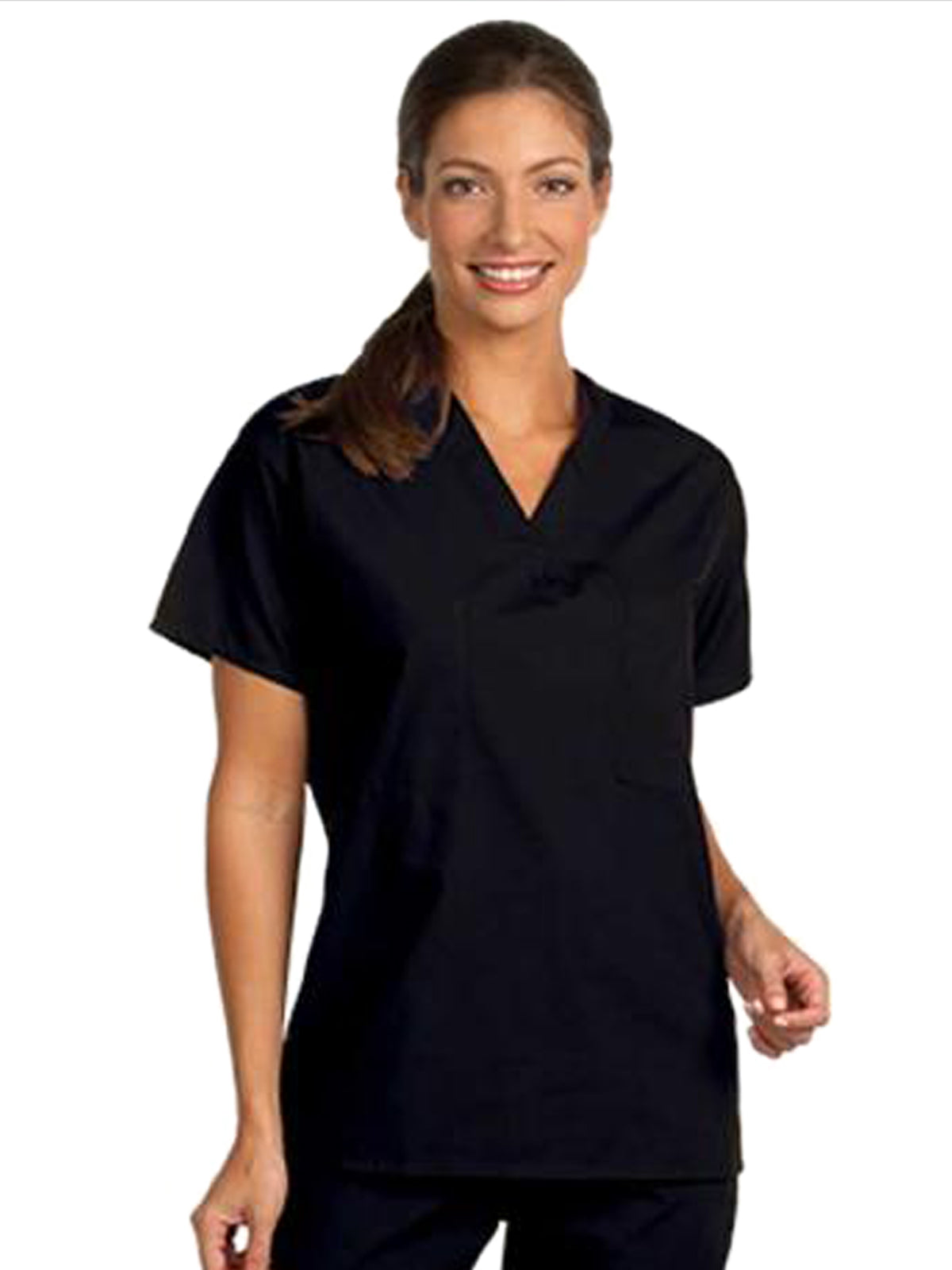 Unisex Reversible V-Neck Top in Black - 6601 - Black