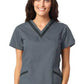 Women's Double V-Neck Tunic - 7579 - Pewter w/ Black