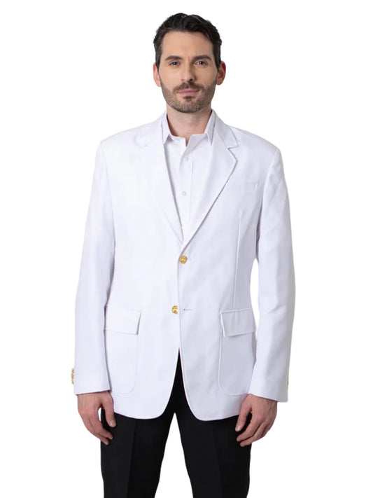 Men's 6-Pocket Single-Breasted White Blazer - 1000W - White
