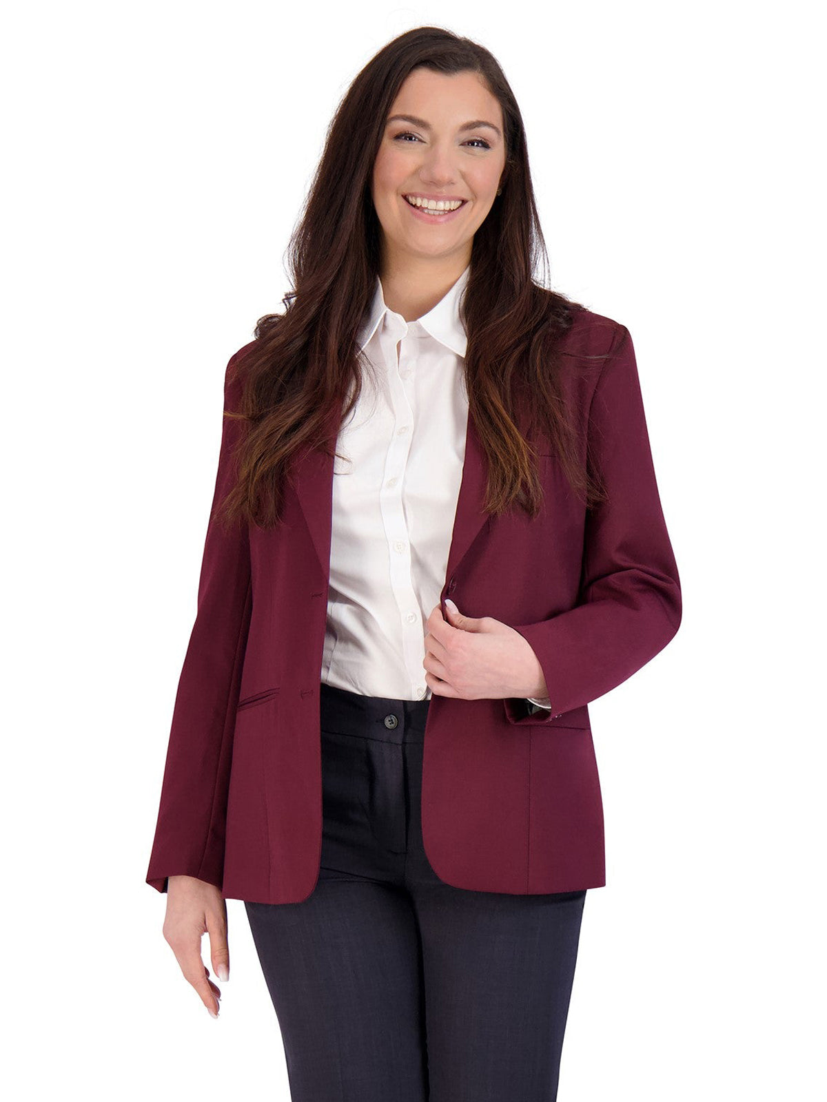 Women's Single Breasted Blazer - 2050 - Burgundy