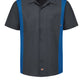 Men's Industrial Color Block Short-Sleeve Shirt - 24 - Dark Charcoal/Royal Blue