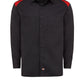 Men's Long Sleeve Performance Shirt - 6605 - Black/English Red