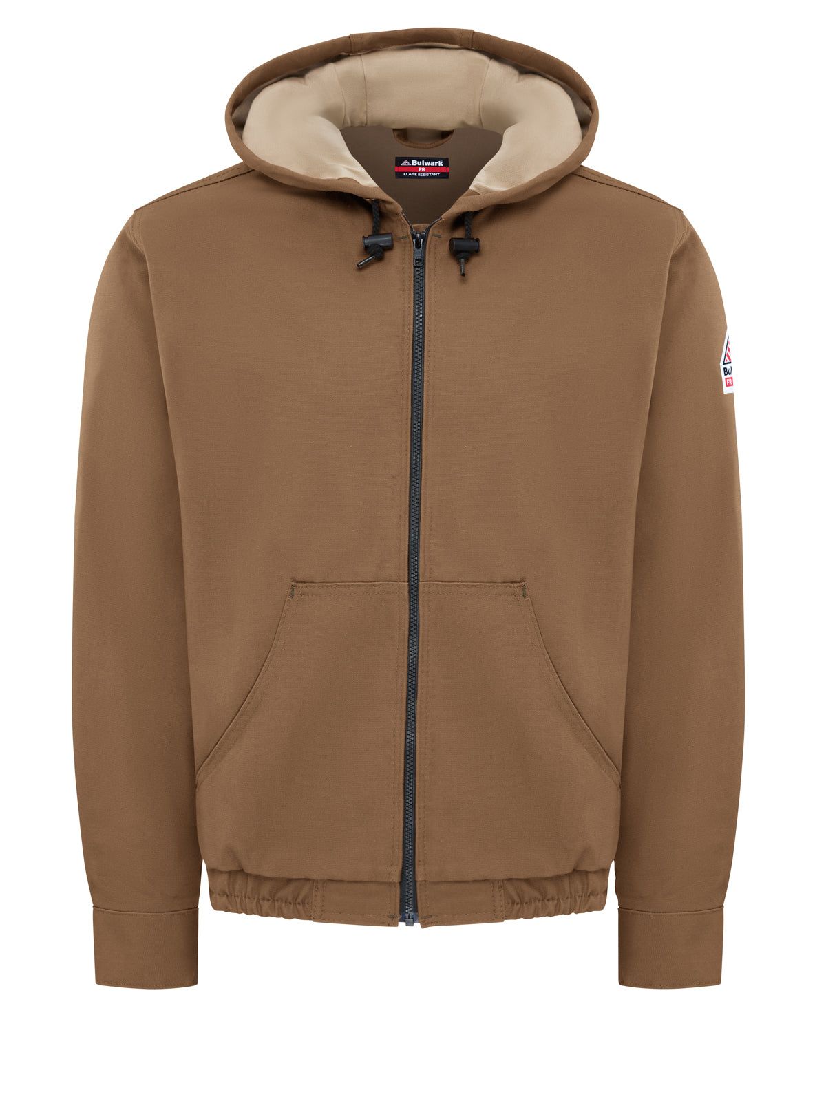 Men's Heavyweight Flame-Resistant Brown Duck Hooded Jacket - JLH4 - Brown Duck