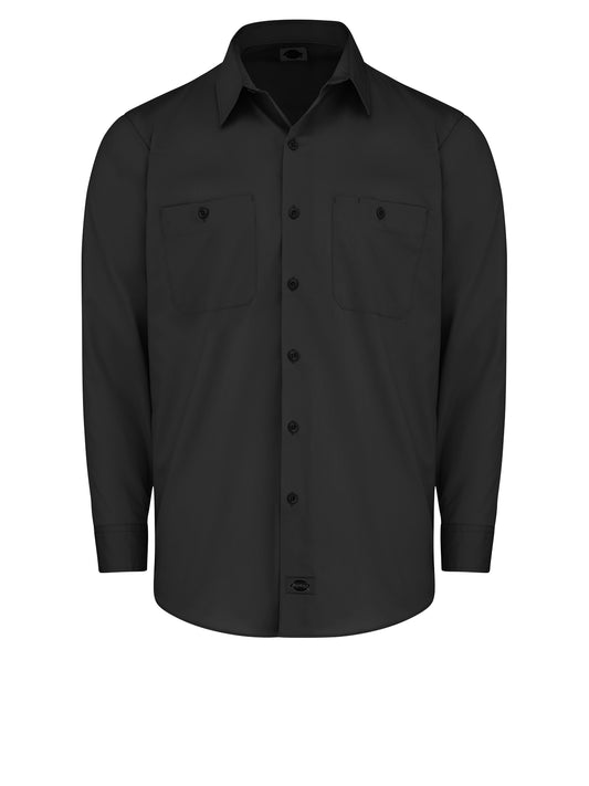 Men's Industrial WorkTech Ventilated Long-Sleeve Work Shirt With Cooling Mesh - LL51 - Black