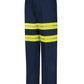 Men's Wrinkle-Resistant Cotton Work Pant - PC20 - Navy with Yellow/Green Visibility Trim