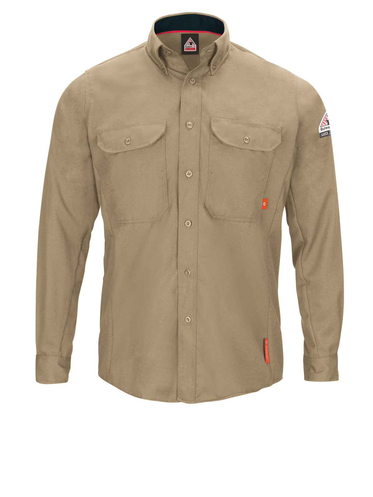 Men's Lightweight Flame-Resistant Comfort Woven Long Sleeve Shirt - QS52 - Khaki