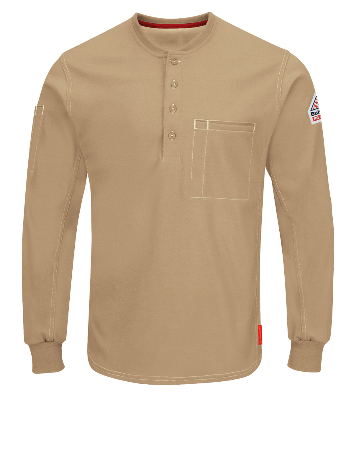 Men's Comfort Plus Flame-Resistant Knit Henley Shirt - QT40 - Khaki