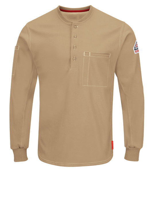 Men's Comfort Plus Flame-Resistant Knit Henley Shirt - QT40 - Khaki