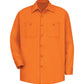 Men's Long Sleeve Wrinkle-Resistant Cotton Work Shirt - SC30 - Orange