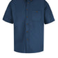 Men's Short Sleeve Cotton Contrast Dress Shirt - SC64 - Navy/Stone