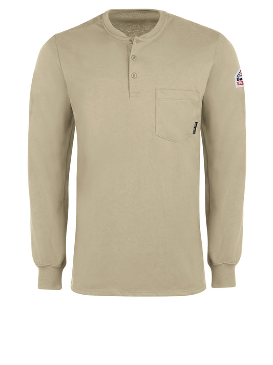 Men's Flame-Resistant Long-Sleeve Henley Shirt - SEL2 - Khaki