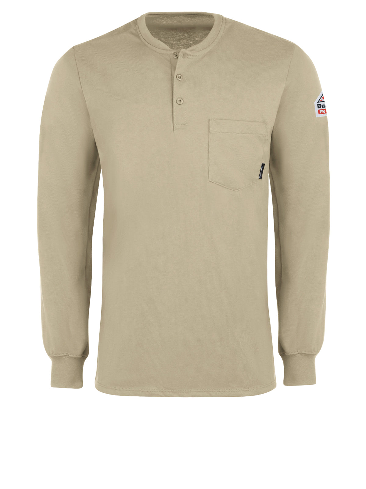 Men's Flame-Resistant Long-Sleeve Henley Shirt - SEL2 - Khaki