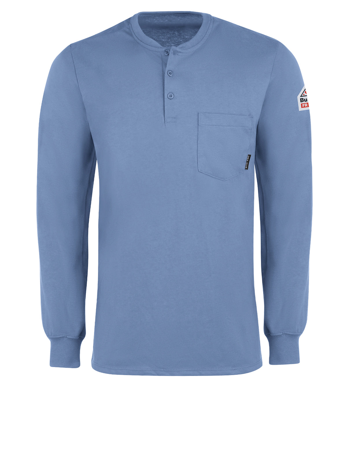 Men's Flame-Resistant Long-Sleeve Henley Shirt - SEL2 - Light Blue