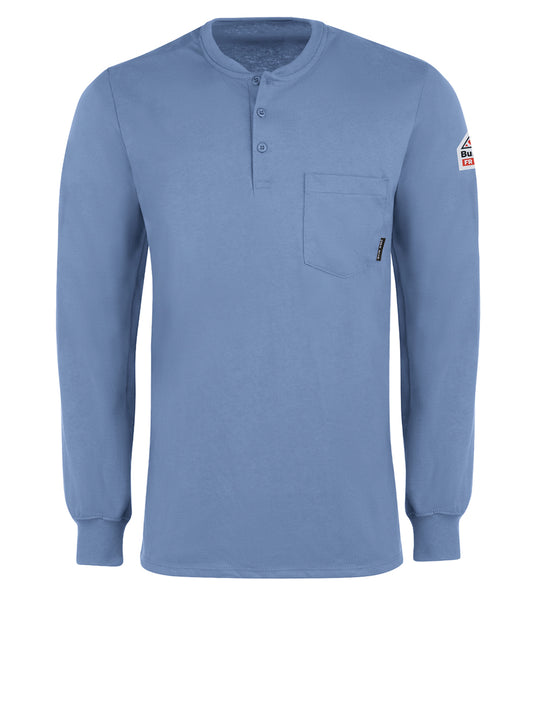 Men's Flame-Resistant Long-Sleeve Henley Shirt - SEL2 - Light Blue