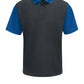 Men's Short Sleeve Performance Knit Color-Block Polo - SK56 - Charcoal/Royal Blue