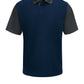 Men's Short Sleeve Performance Knit Color-Block Polo - SK56 - Navy/Charcoal