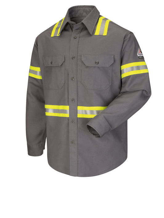 Men's Midweight Flame-Resistant Enhanced Visibility Uniform Shirt - SLDT - Grey