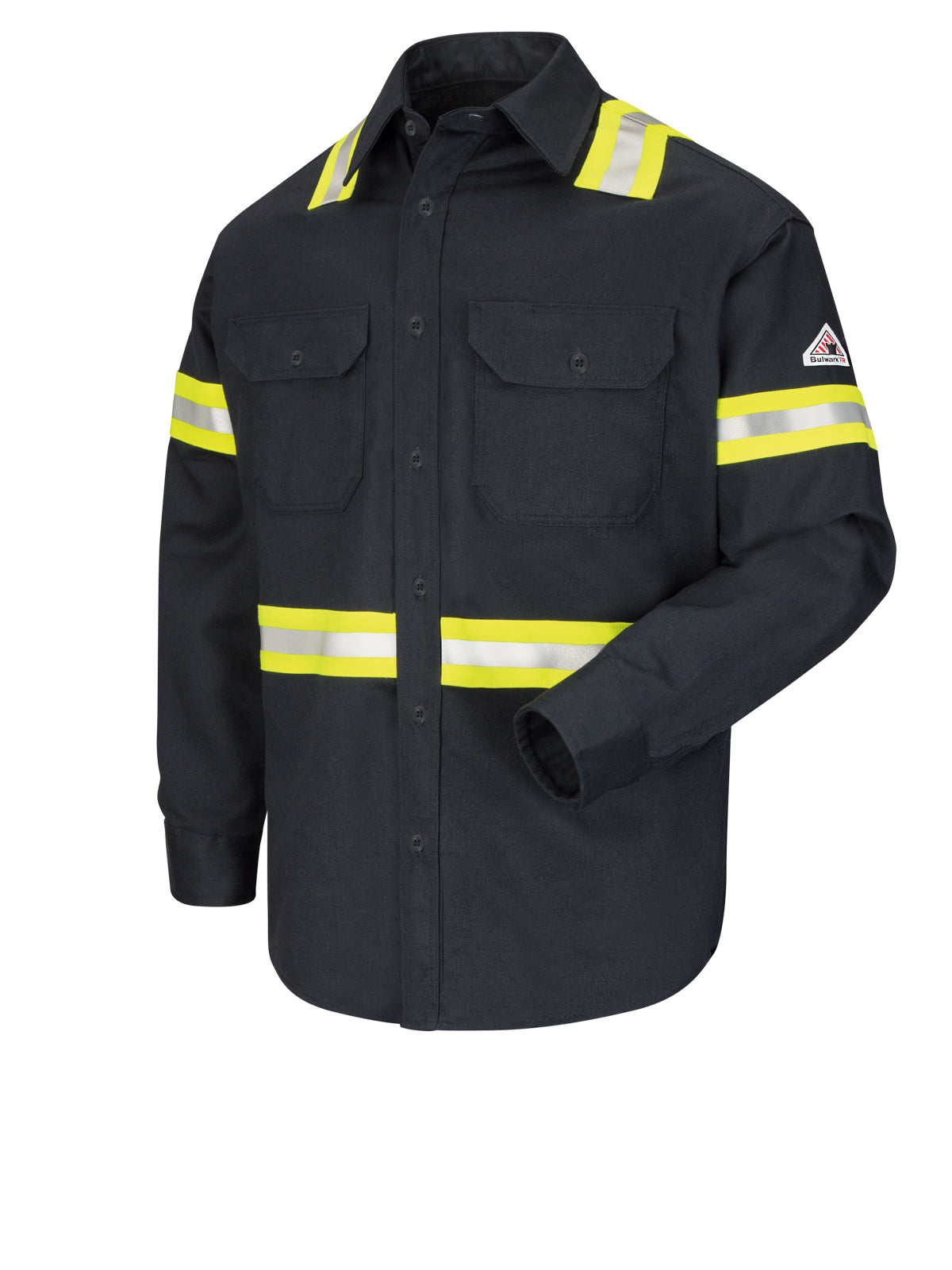 Men's Midweight Flame-Resistant Enhanced Visibility Uniform Shirt - SLDT - Navy