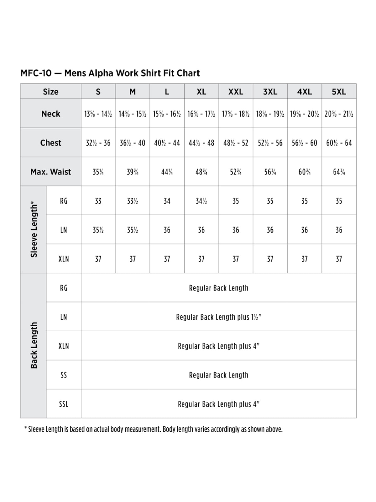 SIZECHART