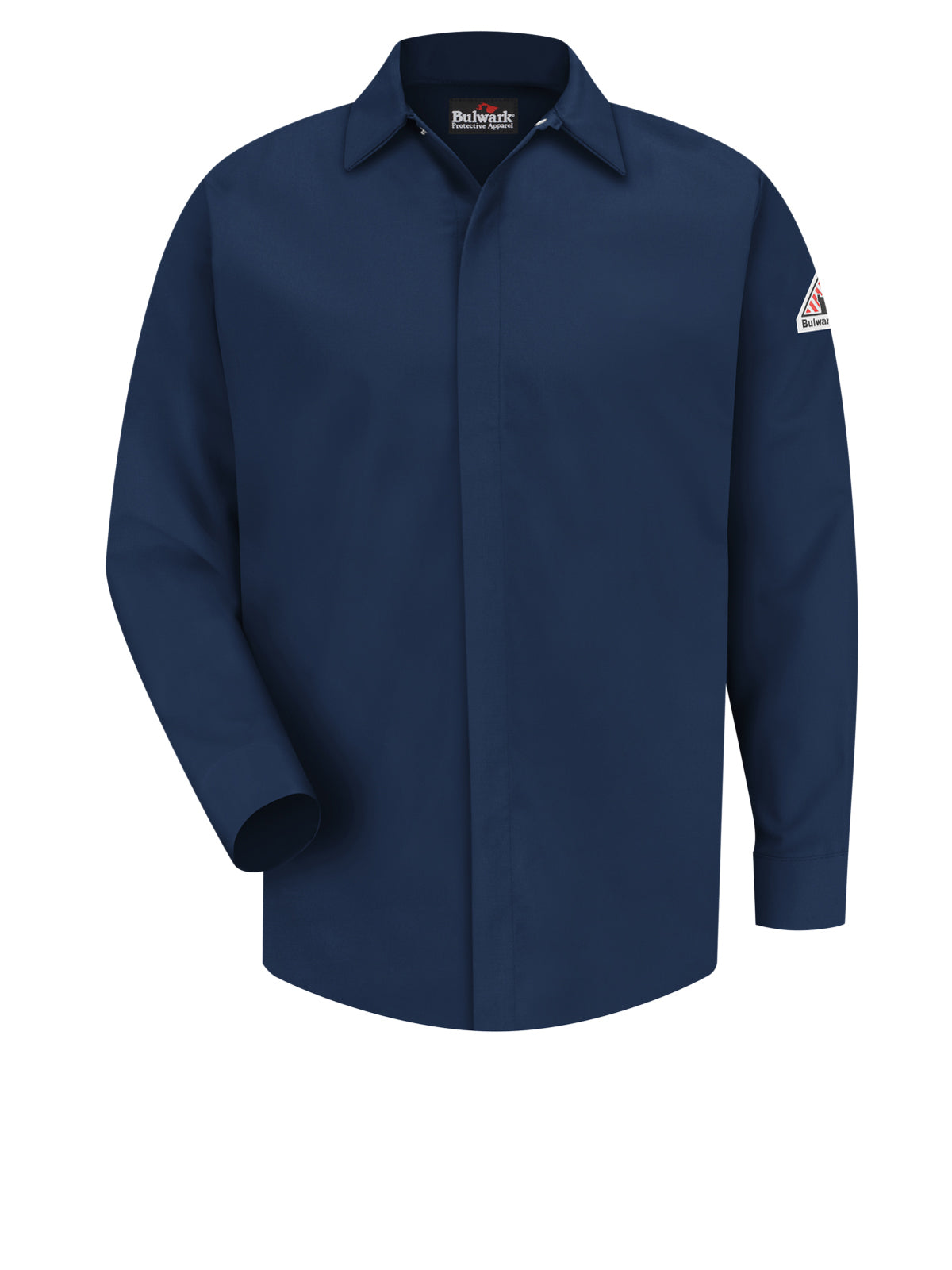 Men's Midweight Flame-Resistant Pocketless Concealed-Gripper Work Shirt - SLS2 - Navy