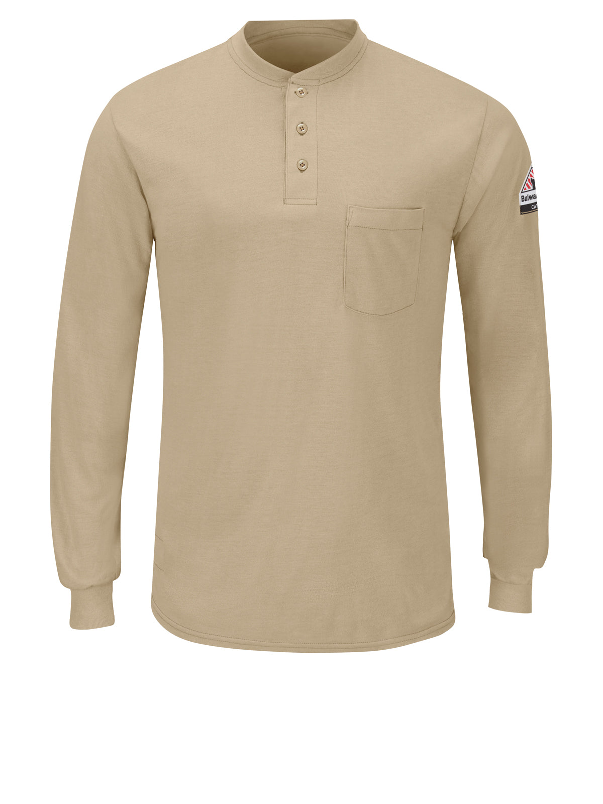 Men's Lightweight Flame-Resistant Long-Sleeve Henley Shirt - SML8 - Khaki