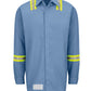 Men's Enhanced Visibility Flame-Resistant Concealed-Gripper Pocketless Work Shirt - SMS6 - Light Blue