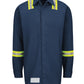Men's Enhanced Visibility Flame-Resistant Concealed-Gripper Pocketless Work Shirt - SMS6 - Navy