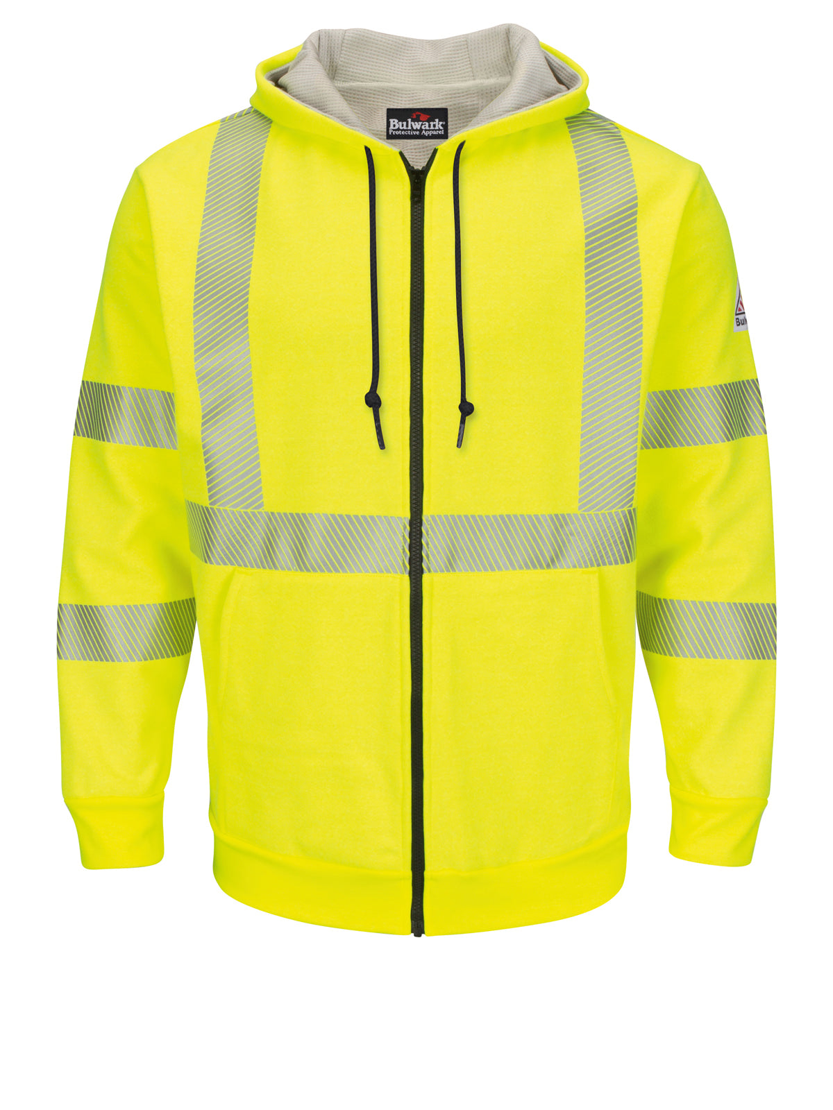 Men's Fleece Flame-Resistant Hi-Visibility Zip-Front Waffle-Lined Hooded Sweatshirt - SMZ4 - High Visibility