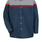 Men's Long Sleeve Industrial Work Shirt - SP14 - Navy / Red / Light Grey