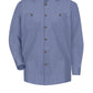 Men's Long Sleeve Industrial Work Shirt - SP14 - Denim Blue Microcheck