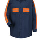 Men's Long Sleeve Industrial Work Shirt - SP14 - Navy with Orange Visibility Trim