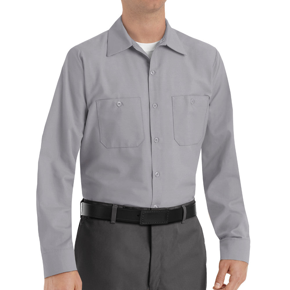 Men's Long Sleeve Industrial Work Shirt - SP14 - Silver