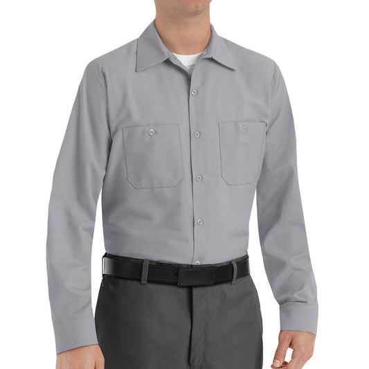 Men's Long Sleeve Industrial Work Shirt - SP14 - Silver
