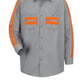 Men's Long Sleeve Industrial Work Shirt - SP14 - Light Grey with Orange Visibility Trim