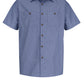 Men's Short Sleeve Industrial Work Shirt - SP24 - Denim Blue Microcheck