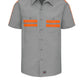 Men's Short Sleeve Industrial Work Shirt - SP24 - Light Grey with Orange Visibility Trim