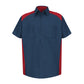 Men's Short Sleeve Motorsports Shirt - SP28 - Red/Navy
