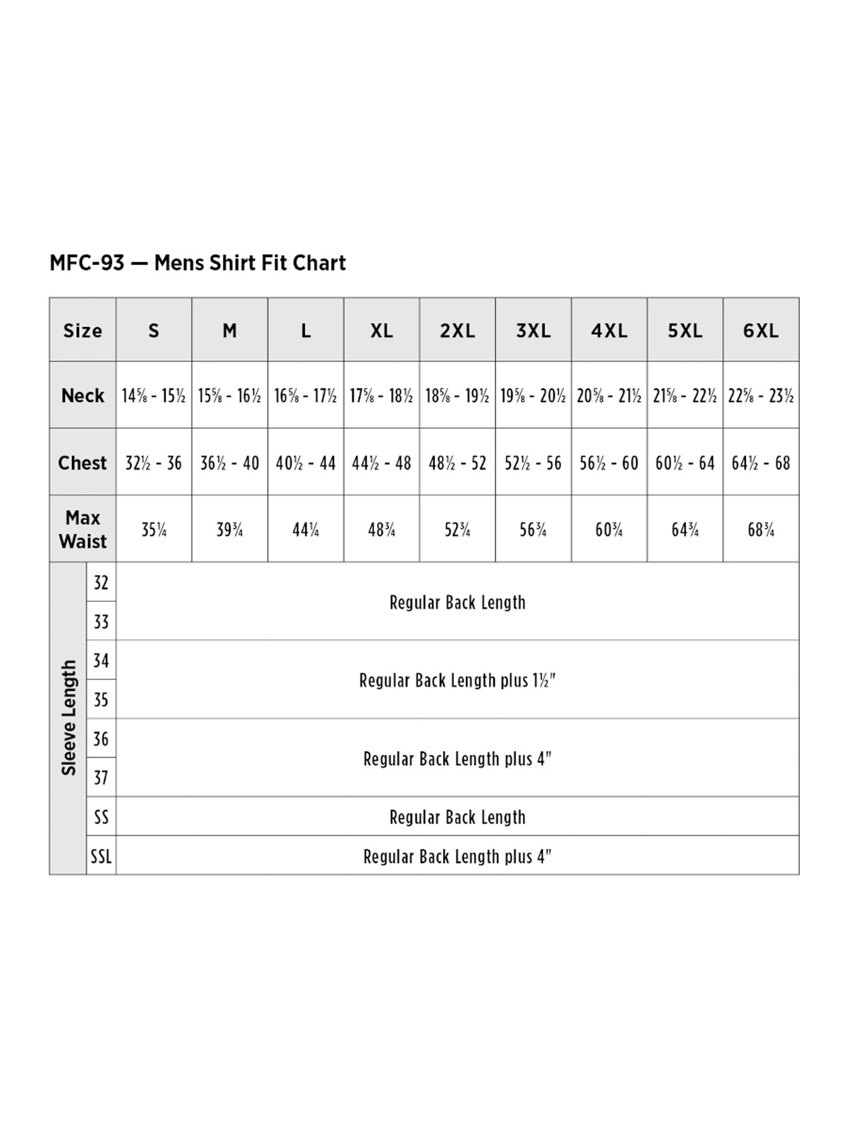 SIZECHART