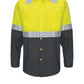 Men's Hi-Visibility Long Sleve Ripstop Work Shirt - SY14 - Hi-Vis Yellow/Charcoal