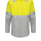 Men's Hi-Visibility Long Sleve Ripstop Work Shirt - SY14 - Fluorescent Yellow/Green and Gray