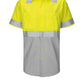Men's Hi-Visibility Short Sleve Ripstop Work Shirt - SY24 - Fluorescent Yellow/Green and Gray