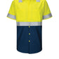 Men's Hi-Visibility Short Sleve Ripstop Work Shirt - SY24 - Fluorescent Yellow/Green and Navy