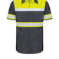 Men's Hi-Visibility Short Sleeve Color Block Ripstop Work Shirt - SY80YC - Charcoal
