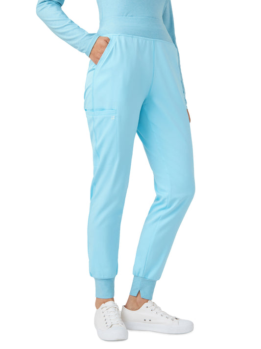 Women's Six-Pocket Knitted Waistband Jogger Pant - WB420 - Island Blue